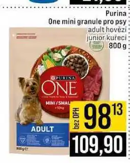 Jip Purina One mini granule pro psy adult hovězí junior kuřeci nabídka