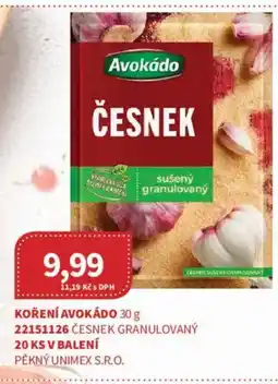 Kubík potraviny Koření Avokádo nabídka