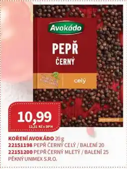 Kubík potraviny Koření Avokádo nabídka