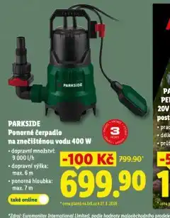 Lidl Ponorné čerpadlo na znečištěnou vodu 400 w nabídka