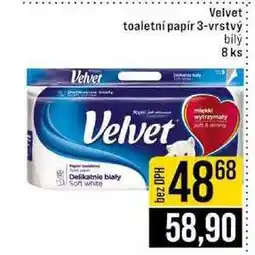 Jip Velvet Velvet toaletní papír 3-vrstvý bilý 8 ks nabídka