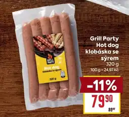 Billa Grill Party Hot dog klobáska se sýrem nabídka