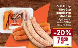 Billa Grill Party Klobása papriková + klobása bílý bavor nabídka