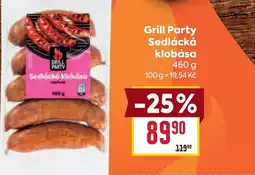 Billa Grill Party Sedlácká klobása nabídka