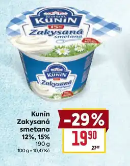 Billa Kunín Zakysaná smetana 12%, 15% nabídka