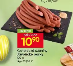 Hruška KOSTELECKÉ UZENINY JAVOŘICKÉ PÁRKY nabídka