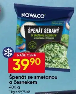 Hruška Špenát se smetanou a česnekem nabídka