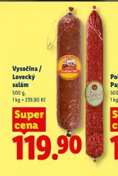Lidl Lovecký salám nabídka