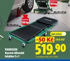 Lidl Parkside kovové dílenské lehátko nabídka