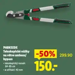 Lidl Parkside teleskopické nůžky na větve amboss nabídka