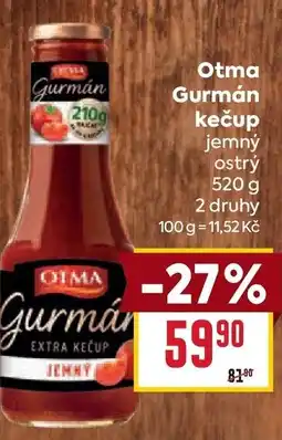 Billa Otma Gurmán kečup nabídka
