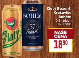 Billa Zlatý Bažant, Krušovice Bohém nabídka