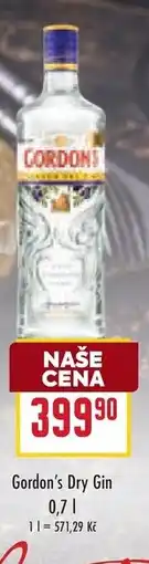 Billa Gordon's Dry Gin nabídka