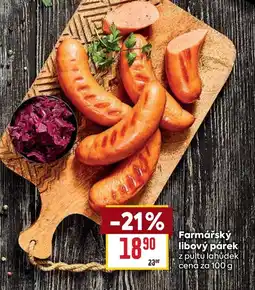 Billa Farmářský libový párek z pultu lahůdek nabídka