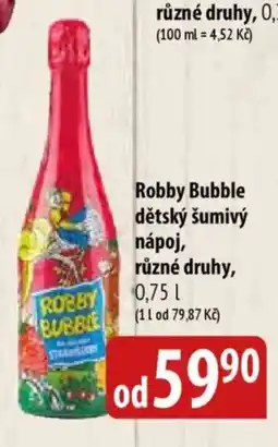 Bala ROBBY BUBBLE Dětský šumivý nápoj, různé druhy nabídka