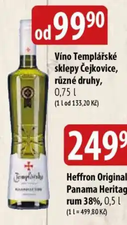 Bala Víno templářské sklepy čejkovice, různé druhy nabídka