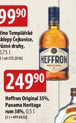 Bala HEFFRON Original 35%, panama heritage rum 38% nabídka