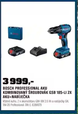 OBI BOSCH Professional aku kombinovaný šroubovák gsb 185-li 2x aku+nabíječka nabídka