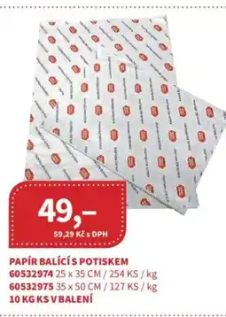 Kubík potraviny Papír balící s potiskem nabídka