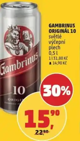 Penny Market Gambrinus originál 10 světlé výčepní nabídka