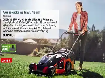 Aku sekačka na trávu 43 cm