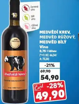 Kaufland Medvědí krev, medvěd růžový, medvěd bílý vino nabídka