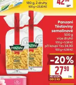 Billa Panzani Těstoviny semolinové nabídka