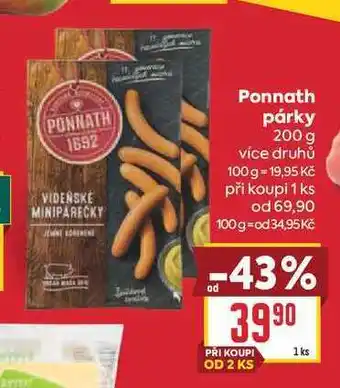 Billa Ponnath párky nabídka
