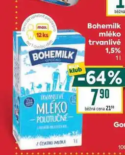 Billa Bohemilk mléko trvanlivé 1,5% nabídka