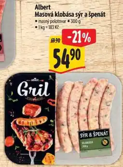 Albert Albert Masová klobása sýr a špenát nabídka