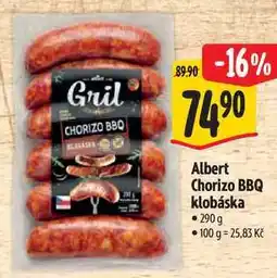 Albert Albert Chorizo BBQ klobáska nabídka
