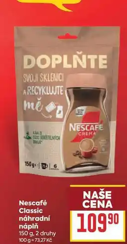 Billa Nescafé Classic náhradní náplň nabídka
