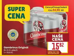 Billa Gambrinus Originál 6× 0,51, plech nabídka