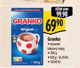 Albert Granko instantní kakaový nápoj nabídka