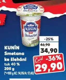 Kaufland KUNIN Smetana ke šlehání tuk 40% nabídka