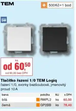 DEK Tlačítko řazení 1/0 TEM Logiq nabídka