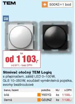 DEK Stmívač otočný TEM Logiq nabídka