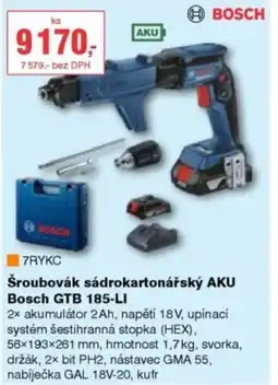 DEK Šroubovák sádrokartonářský AKU Bosch GTB 185-LI nabídka