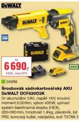 DEK Šroubovák sádrokartonářský AKU DeWALT DCF620D2K nabídka