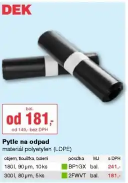 DEK Pytle na odpad nabídka