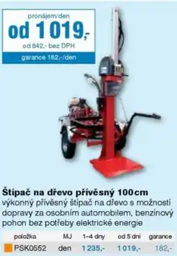 DEK Štípač na dřevo přívěsný 100cm nabídka