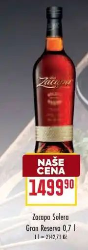Billa Zacapa Solera Gran Reserva 0,7 l nabídka