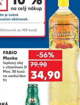 Kaufland FABIO Manka řepkový olej s vitamínem D nabídka