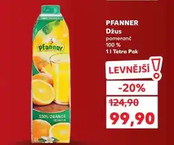 Kaufland PFANNER Džus pomeranč 100 % 1l Tetra Pak nabídka