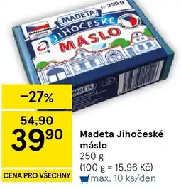 Tesco Madeta Jihočeské máslo nabídka