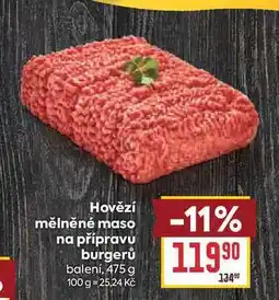Billa Hovězí mělněné maso na přípravu burgerů balení nabídka