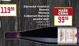 Billa Zámecké vinařství Bzenec Morava Cabernet Moravia pozdní sběr suché nabídka