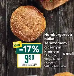 Billa Hamburgerová bulka se sezamem a černým kmínem 1 ks nabídka