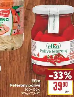 Billa Efko Feferony pálivé 300/155 g nabídka