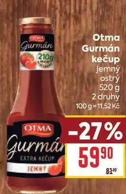 Billa Otma Gurmán kečup jemný ostrý nabídka